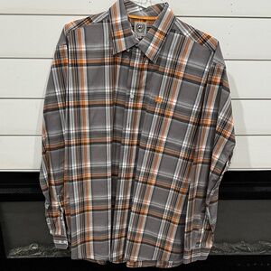 Cinch Men's Plaid Shirt in Gray and Orange